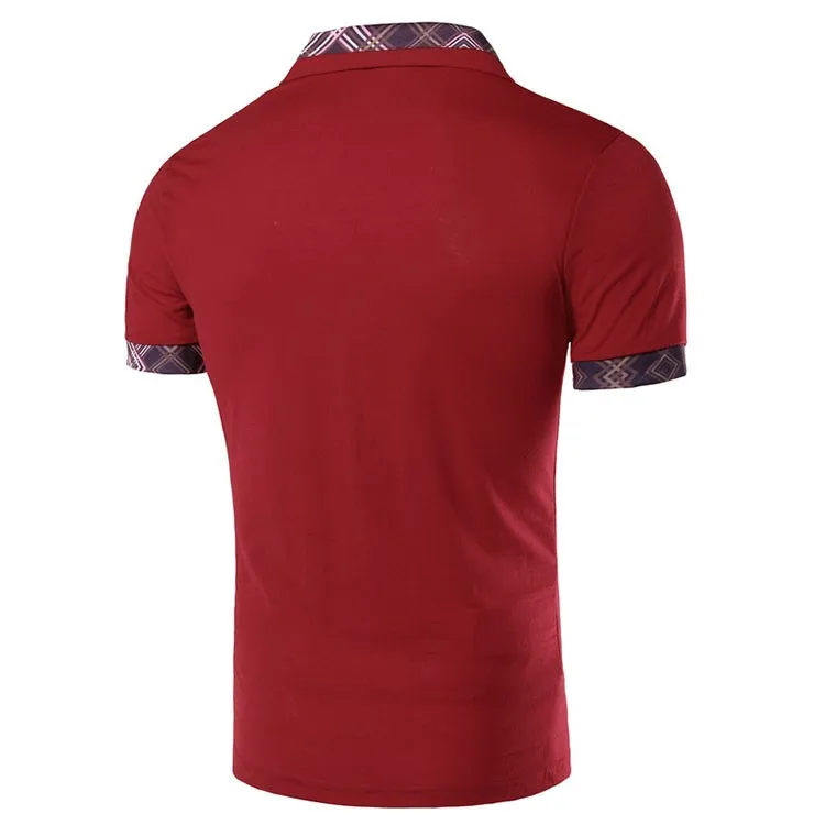 Men Polo Shirt Fashion Plaid Collar Business Mens Polo 2016 Casual Short Sleeved Sports Golf Tennis Cotton Polo Red Camisa M-2XL (7)