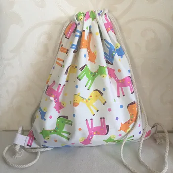 

YILE Cotton Canvas Drawstring Backpack Shoes Student Book Bag Print Color Horse 8609b