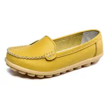 High Quality Genuine Leather Middle-old Women Flat Shoes Nonsmooth and Breathable Rubber Soles Round Toe Flat Shoes 6 Colors