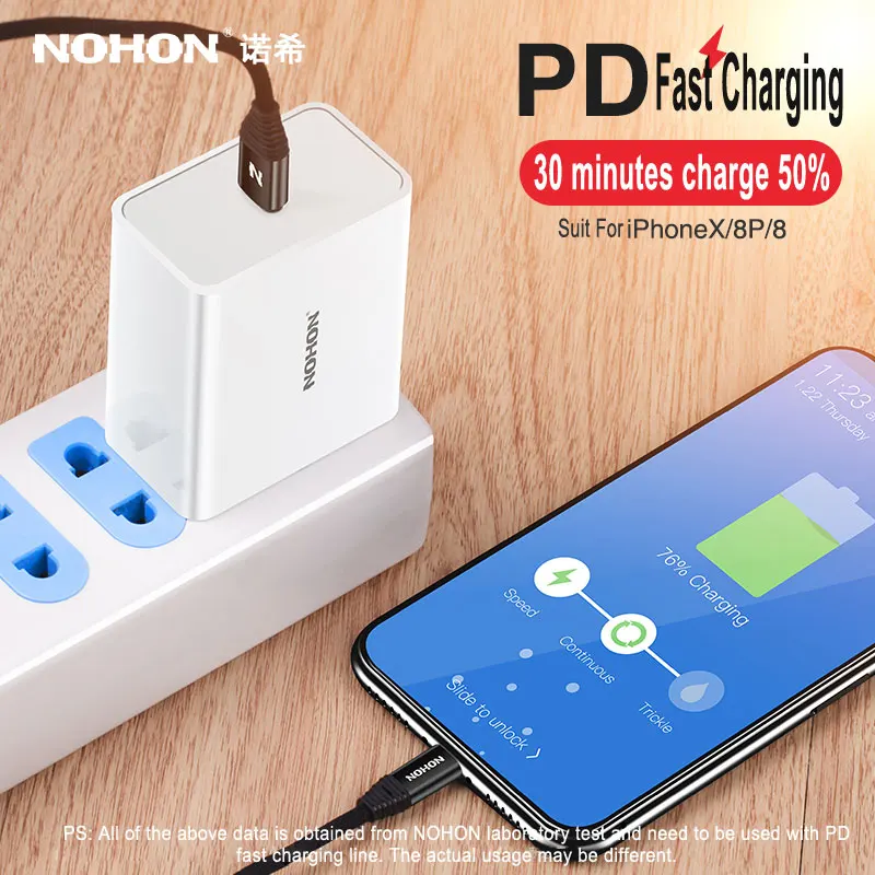 NOHON usb type C PD зарядное устройство для iPhone X 8 Plus 8 MacBook USB-C зарядное устройство Быстрая зарядка 45 Вт адаптер питания питания