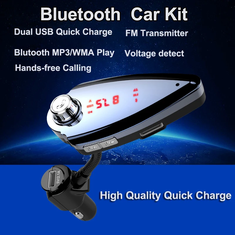YASOKRO автомобильный комплект громкой связи Bluetooth FM передатчик с двойной зарядное устройство usb Поддержка карты памяти воспроизведения музыки автомобильное аудио MP3 плеер