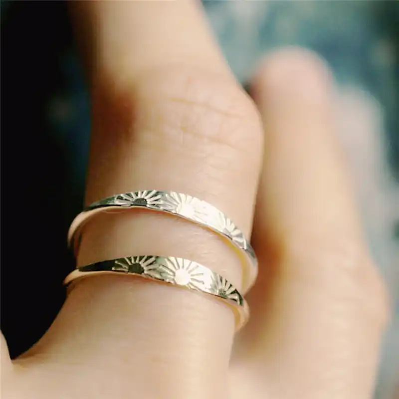 BOAKO Dainty солнцезащитные кольца-печатки винтажные золотые обручальные кольца среднего размера свадебные кольца для женщин ювелирные изделия...