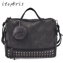 Itopkris Designer Frauen Handtasche Matte Vintage PU Leder Motorrad Umhängetasche Weiblichen Niet Kapazität Schultertasche Sac Haupt