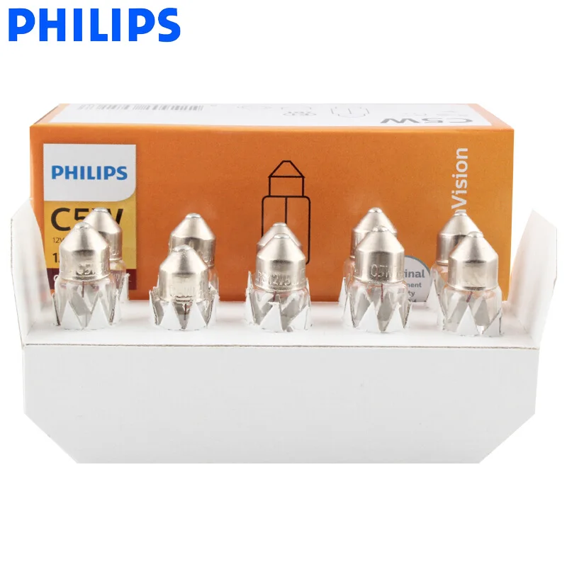 10 шт. Philips Fest Festoon C5W 12 В 5 Вт SV8.5 Премиум видение Авто интерьер светильник, дверь лампа номерного знака светильник 12844CP