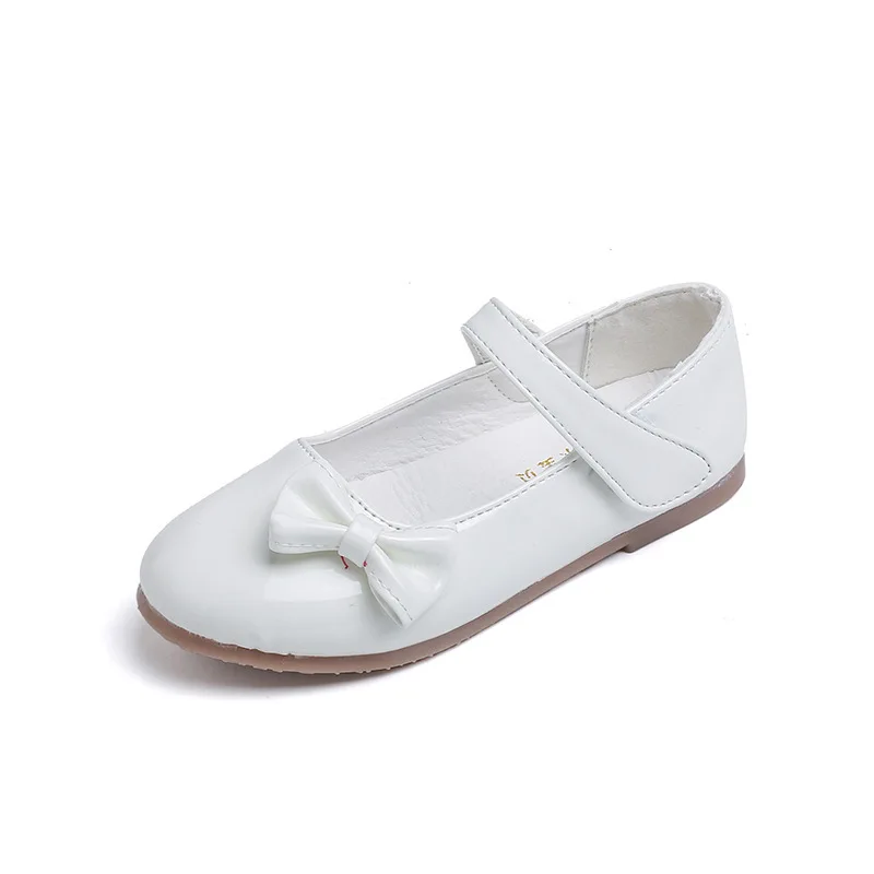 

Mumoresip White Leather Shoes For Girls Kids Elegant Leather Shoes Soft Comfortable Children's Casual Flats Bow Tie Girls Shoes