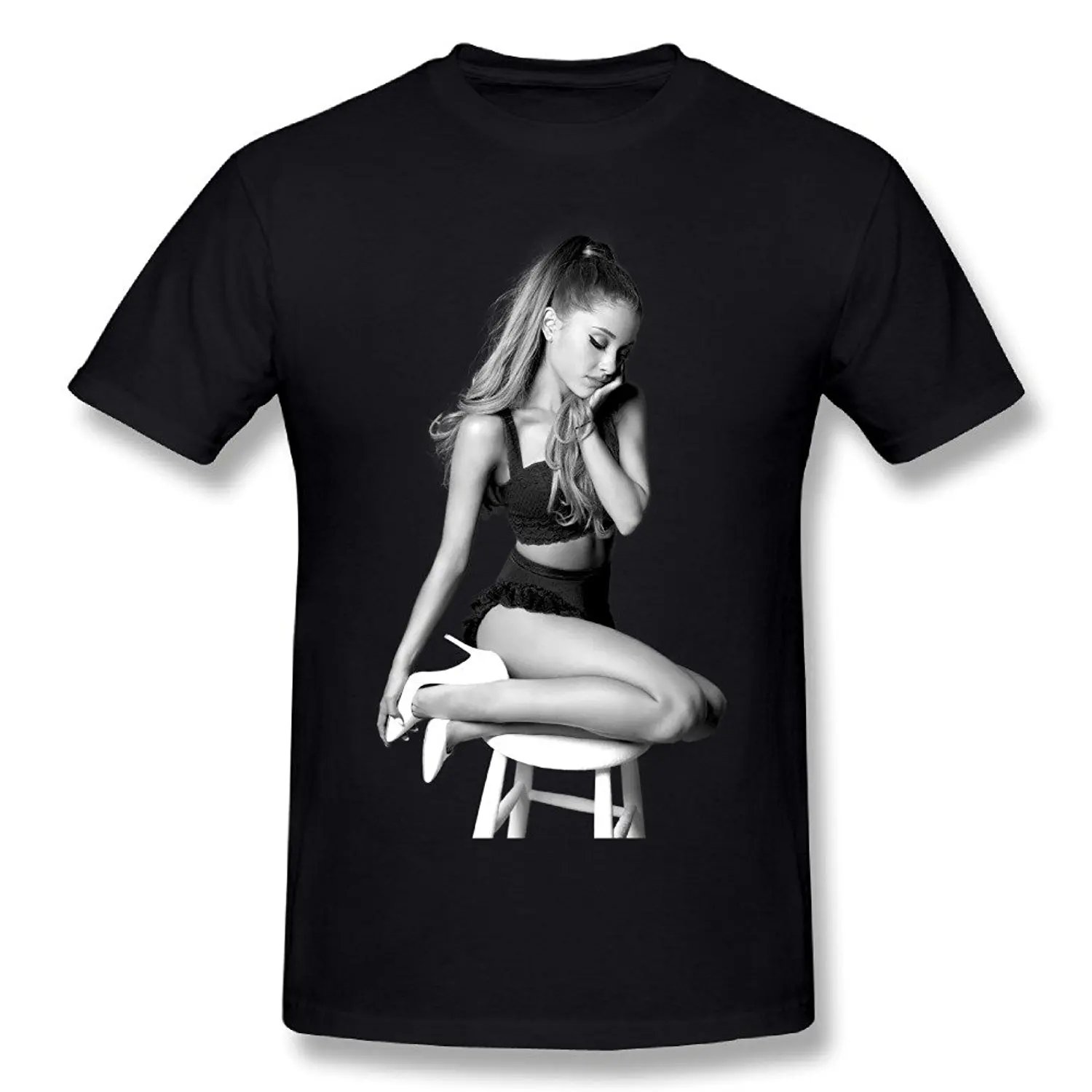 Бесплатная Доставка Обычная мужская Ariana Grande Графический Чистый Хлопок Футболки