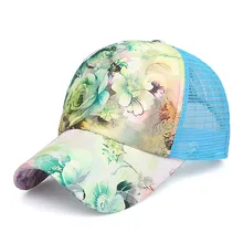Women Fashion Adjustable Floral Printed Mesh Baseball Caps Summer Snapback Hip-Hop Sun Hat Sunbonnet Trendy Accessories