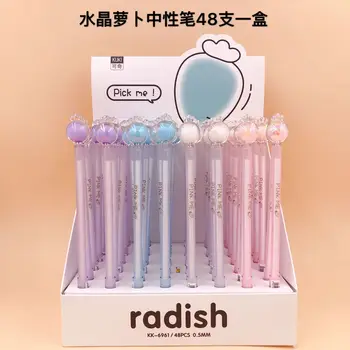 

48pcs/set Korean Cartoon Gel Pen Crystal Radish Gel Pen Wholesale Factory Novelty Gift Gel Pen