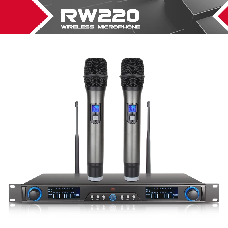 

XTUGA Wireless Microphones System Receiver For Stage Bar Show 2 channel handheld mic Digital Diversity UHF RW220