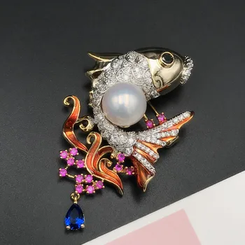 

Fish Style Pearl Breastpin Components Women DIY Pearl Brooch Base Elegant Handmade Jewelry Accessory 3Pieces/Lot