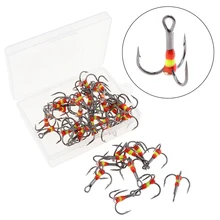 40 шт./лот Высокоуглеродистая сталь тройные рыболовные крючки 4#6#8#12# радужные ледяные рыболовные крючки с коробкой