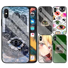 Чехол с рисунком сглаза для Apple iPhone 7, 8, 6, 6 S, 11, 11 Pro, X, XR, XS MAX Plus, мягкий силиконовый чехол из закаленного стекла, чехол, Fundas Capa