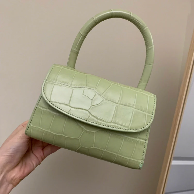 

WOONAM Fashion Designer Handbag Top Hide Genuine Calf Leather in Alligator Pattern Small Top Handle Satchel Shoulder Bag WB975
