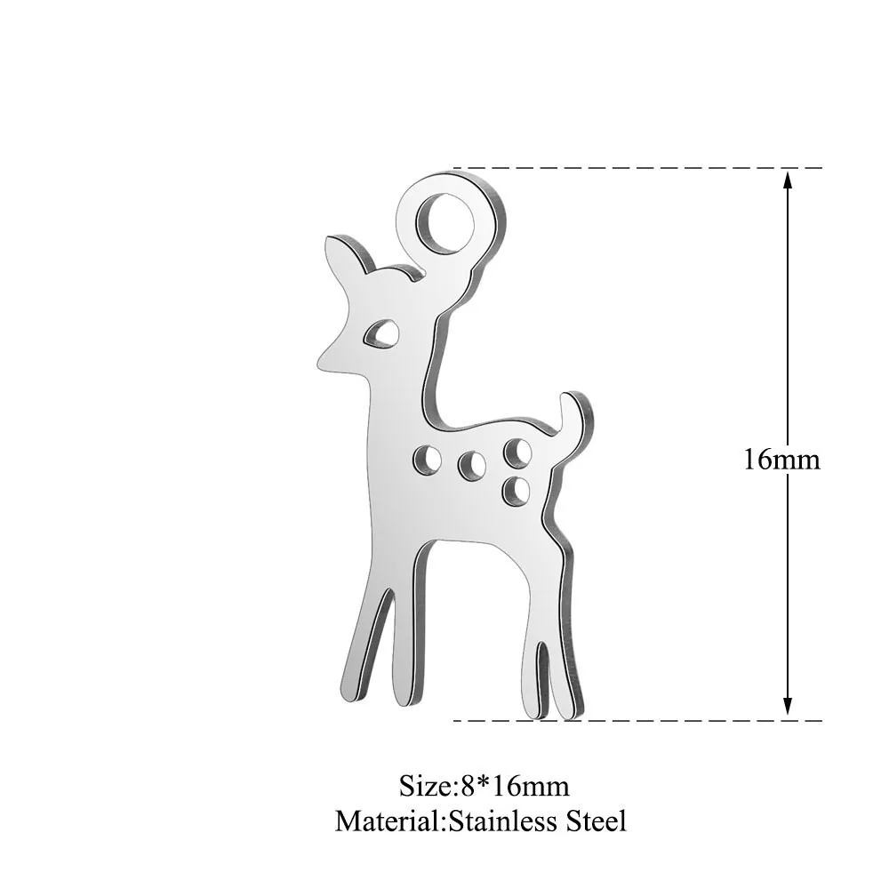 Нержавеющая сталь 16 мм Животные Олень мини металлические подвески полная Глянцевая подвеска для DIY ювелирных изделий Изготовление браслетов аксессуары 10 шт