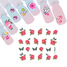 

LEMOOC 24Pcs/set Flower Designs Water Decal Nail Transfer Sticker Nail Art Decoration for Manicure Watermark
