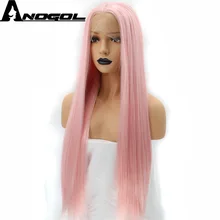 Anogol Natural Hairline High Temperature Fiber Middle Part Long Silky Straight Pink Synthetic Lace Front Wig For White Women Anogol Natural Hairline High Temperature Fiber Middle Part Long Silky Straight Pink Synthetic Lace Front Wig For White Women