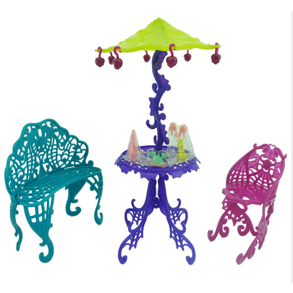 1Set Kid Toy Doll House Furniture For Barbie Doll Accessories Amusement Bar Couch Chair Table Dessert