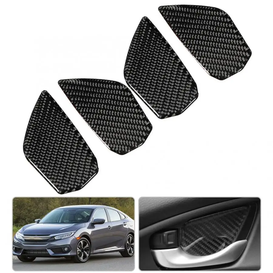 

4pcs Carbon Fiber Car Interior Inner Door Handle Bowl Cover Trim Sticker for Honda Civic 2016 2017 2018 2019 Auto Accessories