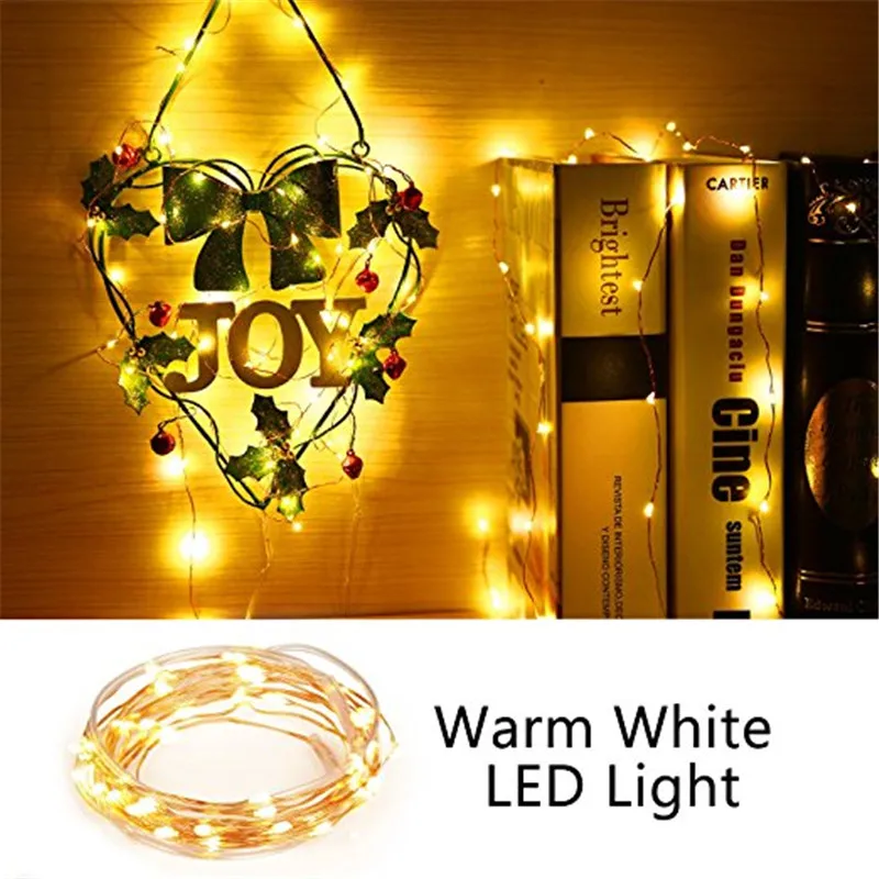 ECLH 2M 5M 10M 100 Led Strings Copper Wire 3XAA Battery Operated Christmas Wedding Party Decoration LED String Fairy Lights led string lights 10m 33ft 100 led battery operated outdoor copper wire christmas festival wedding party decoration fairy lights