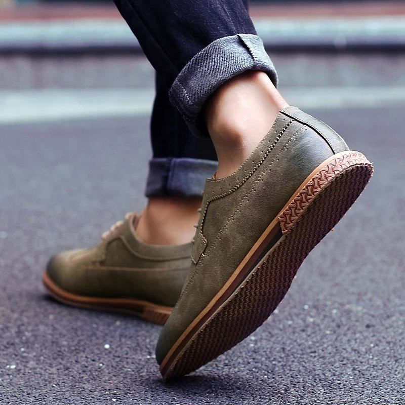 fashion suede leather men shoes elegant male footwear italian office leisure moccasins dress classic brogue oxford shoes for men (52)