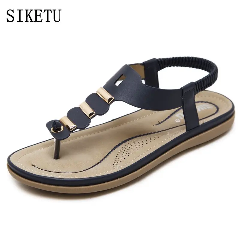 

SIKETU Women Sandals 2017 Bohemia casual fashion woman soft sandals Summer New Wedge Women Flip Flops flat Beach plus size Shoes