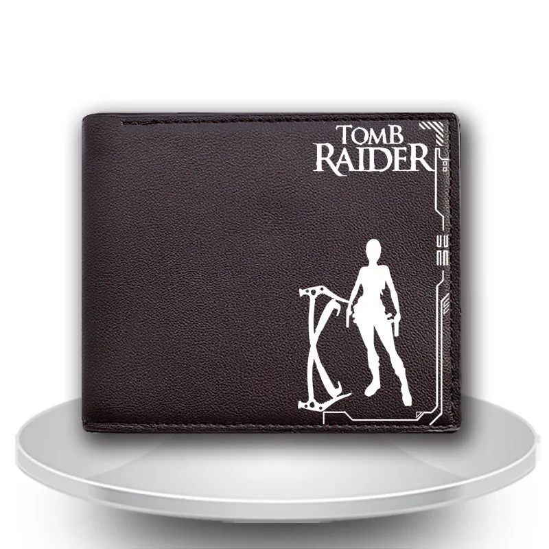 

PU Leather Short Billfold Tomb Raider Lara Croft pattern New Fashion Anime Cartoon Purse wallet with Cards/Photo Holder moneybag