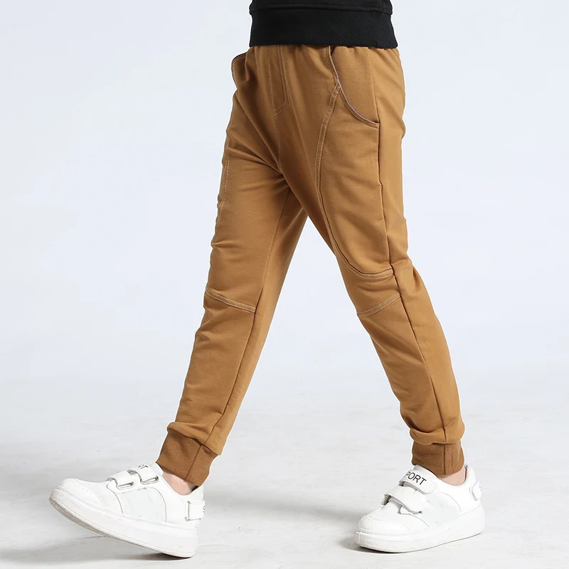 Штаны для мальчиков; коллекция года; Брендовые спортивные штаны; хлопковые брюки; модные длинные брюки; Одежда для мальчиков; штаны с эластичной резинкой на талии; новогодняя Детская одежда - Цвет: BROWN boys pants
