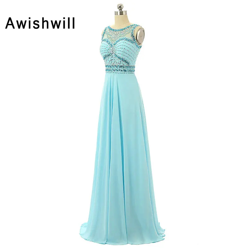

Real Sample Customized Sleeveless Beading Chiffon Floor Length Women Evening Dresses Bride Banquet Elegant Party Prom Dress