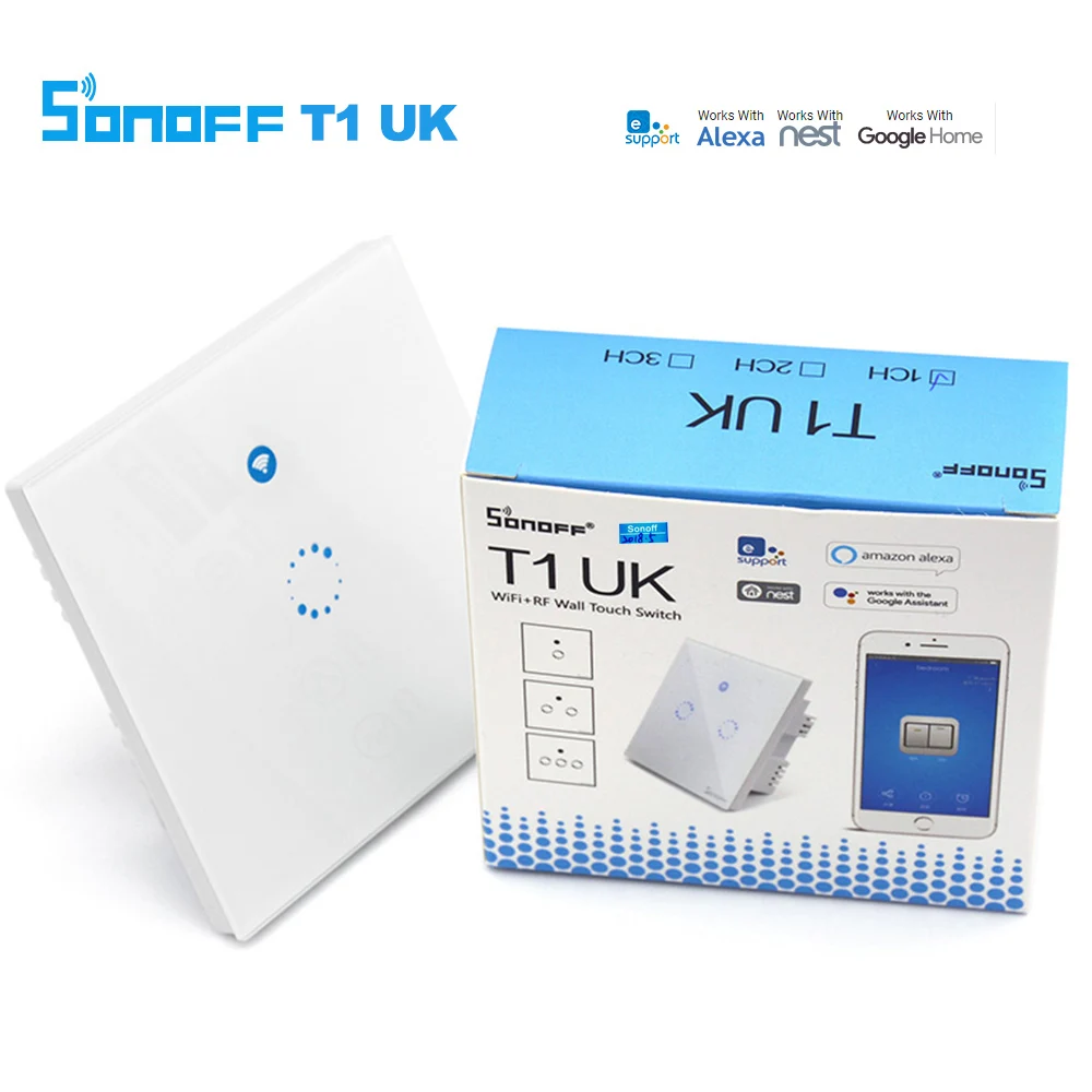 Sonoff T1 Smart Wi-Fi РФ приложение Touch Управление настенный выключатель света 1/2/3 Gang 86 Тип панель, британский стандарт стены сенсорный выключатель