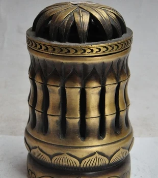 

6" old mark china chinese bronze copper Bamboo joss statue incense burner Censer