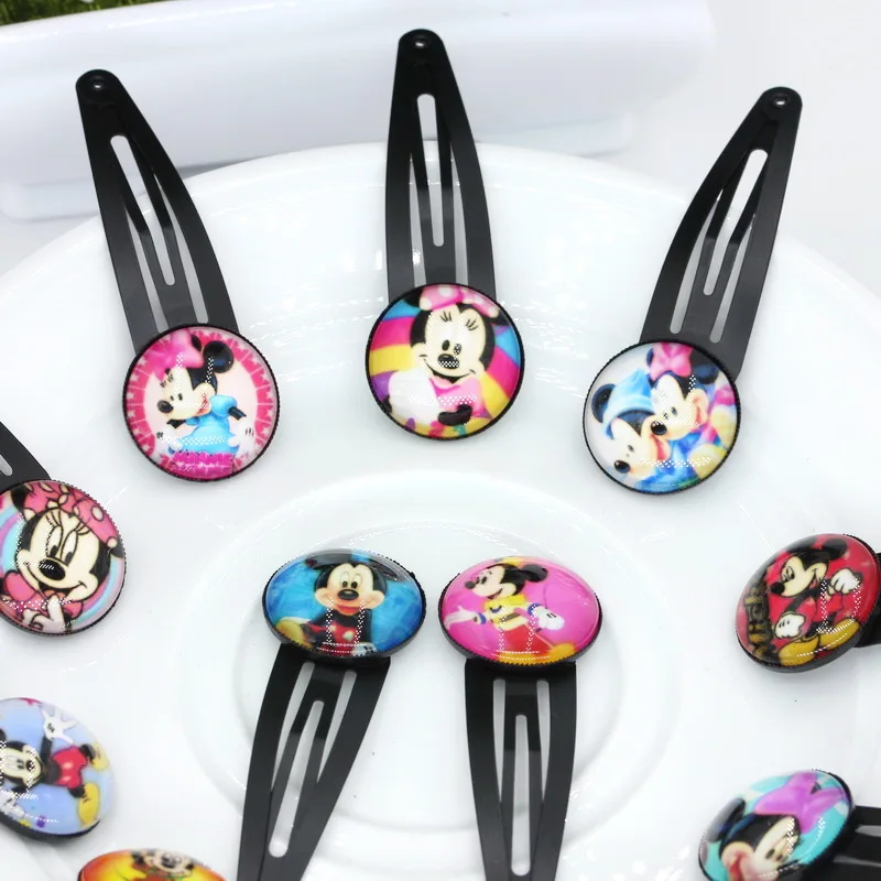 isnice 10pcs Girl hair accessories Clip, Cabochon hair Ornament, Glass