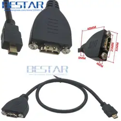 (100 шт./лот) micro HDMI D Тип мужчина к HDMI Тип женщин удлинитель с винтовым Панель крепление кабели 0.5 м 1 М 1.5 м 2ft 3ft 5ft