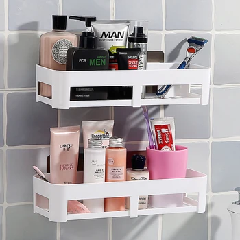 

bathroom corner storage organizer spice rack wall floating shelf Wall-mounted kitchen closet shelf organizer Accessories Suction