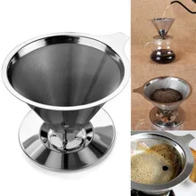 En Forma de cono de Acero Inoxidable de Goteo de Café de Filtro de Malla de Doble Capa Cesta Inicio Herramienta de la Cocina