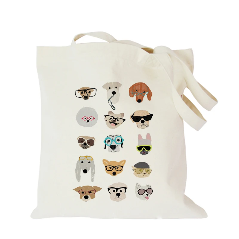 2019 Pet dog series canvas bag customized eco custom tote bag custom made shopping bags with logo  Dachshund Shepherd Dog Poodle (8)