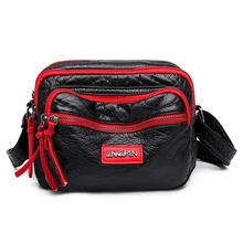 Contracted Flap Bag Soft PU Leather Messenger Bag More Zippers Fashion Contrast Color Crossbody Bag for Women Cute Shoulder Bag Contracted Flap Bag Soft PU Leather Messenger Bag More Zippers Fashion Contrast Color Crossbody Bag for Women Cute Shoulder Bag