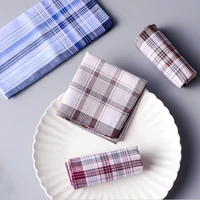 10Pcs/lot SHSEJA Classic Vintage Plaid Stripe Handkerchief Hanky Men Pocket Squares 100% Cotton Business Casual Chest Towel 2