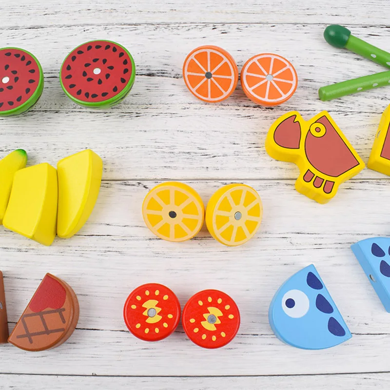 22 шт., детская деревянная кухонная игрушка, режущая овощная фруктовая игрушка с магнитом для приготовления пищи, раннего обучения, развивающая игрушка в подарок