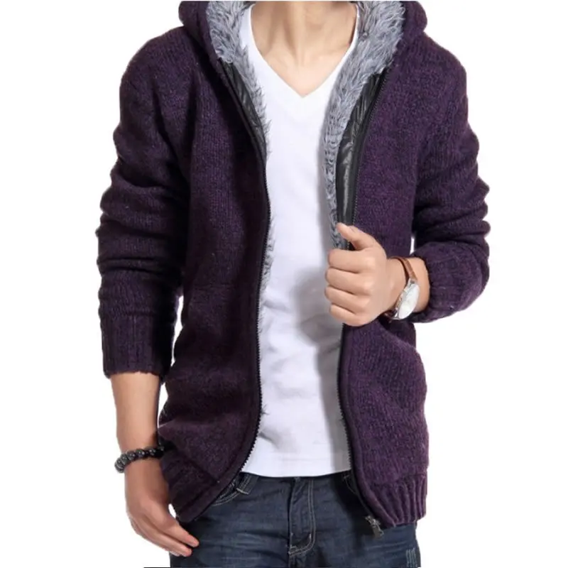 Fashion Men Sweater Coat Add Wool Warm Winter Autumn Man Sweater Jacket ...