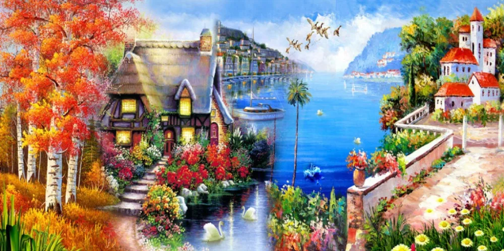 

DIY Diamond Painting Cross Stitch scenery Home Decor Full Rhinestone Mosaic 5D Diamond Embroidery