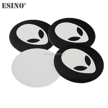 

4 x Car Styling Alien 3D Metal Chrome Aluminium Alloy Wheel Center Cap Stickers Wheel Hub Cap Decals 3D Emblem Badges Stickers