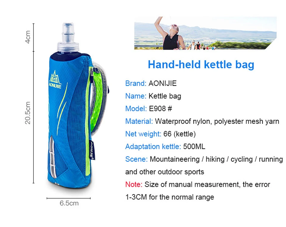 Aonijie waterpoof unisex náilon hand-held maratona chaleira