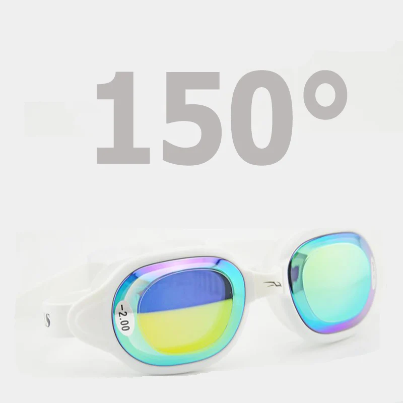 Оптические очки для плавания, очки для плавания по рецепту, очки для мужчин и женщин с линзами для близорукости-1,5~-7 диоптрий влево и вправо могут быть разными - Цвет: White 150 Degree