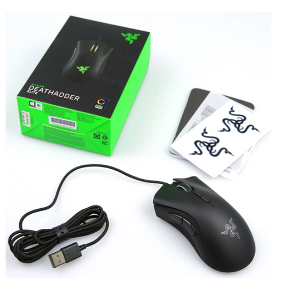 Проводная игровая мышь razer DeathAdder Elite с оптическим сенсором 16000 dpi, эргономичная мышь с 7 независимо программируемыми кнопками для геймера