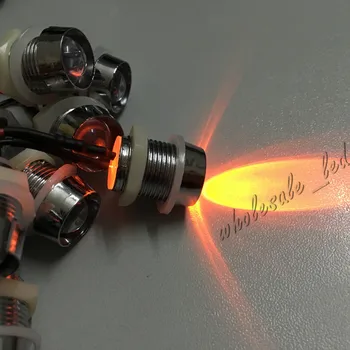 

100pcs Pre wired LED Light Lamp Bulb with Chrome Bezel Holder 10mm 18cm Prewired 12V Orange