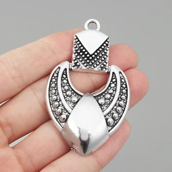 

4PCS Tibetan Large Boho Open Abstract Chandelier Charms Pendants for Necklace Findings Making 69x40mm
