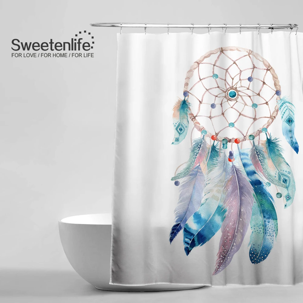 Sweetenlife Indian Style Shower Curtains Light Color Bathroom Shower
