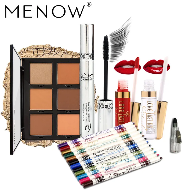 

MENOW Brand Make up set 12 Pcs Eyeliner Pencil with Sharpener & Concealer & Lip Gloss Waterproof Lasting Face Cosmetics 5324