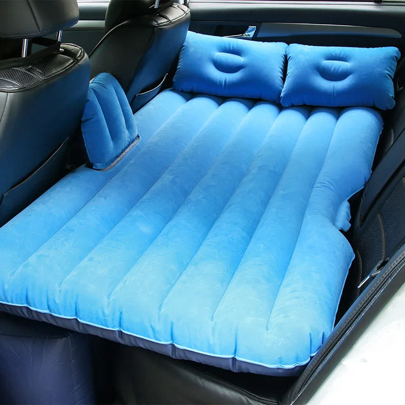 Coche colchón de aire inflable Camping natación viaje Universal asiento trasero cama Auto dormir cama de aire cubre gris oscuro/ beige/azul