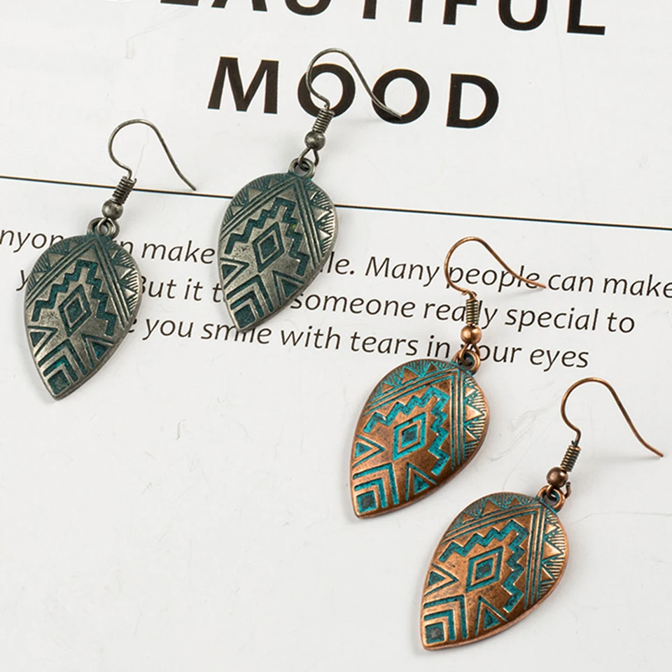2018 Retro water drop indian earrings jewelry Vintage ethnic boho geometric hanging earrings for women earings earing brincos - Image 3